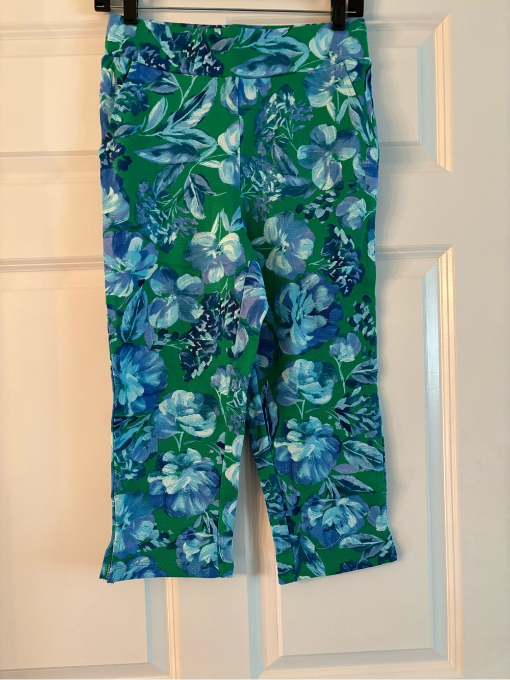 New in Package Belle by Kim Gravel Green Floral Pull-On Capri Pants